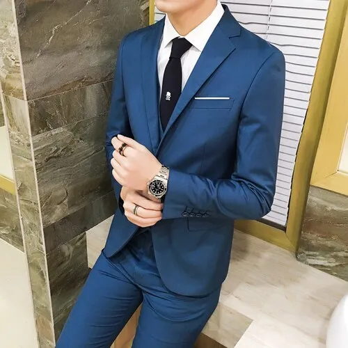 (10 colors) jacket   pants   vest / suit suit men&#39;s business professional tooling 3 sets, groom wedding dress host costumes