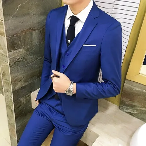 (10 colors) jacket   pants   vest / suit suit men&#39;s business professional tooling 3 sets, groom wedding dress host costumes