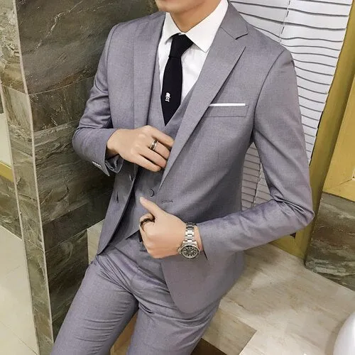 (10 colors) jacket   pants   vest / suit suit men&#39;s business professional tooling 3 sets, groom wedding dress host costumes