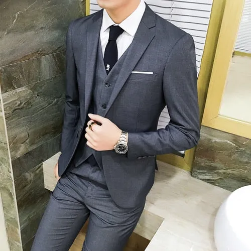(10 colors) jacket   pants   vest / suit suit men&#39;s business professional tooling 3 sets, groom wedding dress host costumes