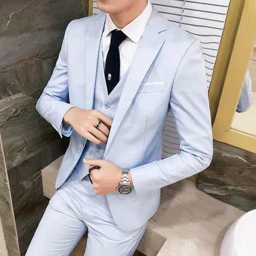 (10 colors) jacket   pants   vest / suit suit men&#39;s business professional tooling 3 sets, groom wedding dress host costumes