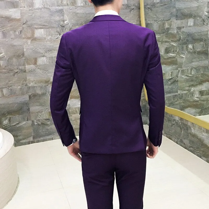 (10 colors) jacket   pants   vest / suit suit men&#39;s business professional tooling 3 sets, groom wedding dress host costumes