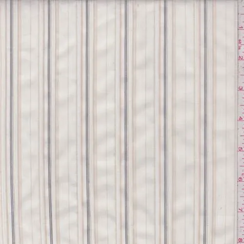 2 YD PC-Ecru/Tan Stripe Shirting Fabric