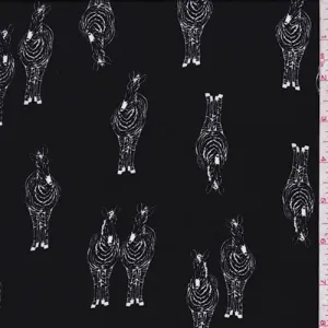 3 3/8 YD PC-Black Zebra Print Georgette Fabric