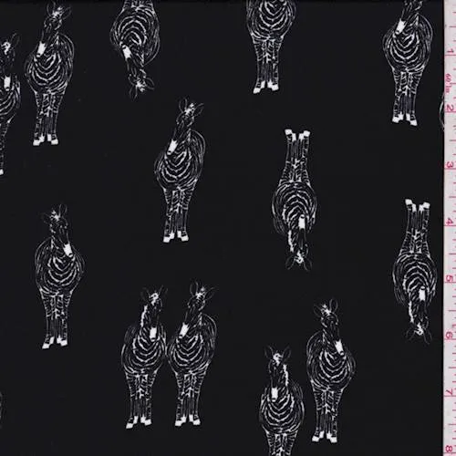 3 3/8 YD PC-Black Zebra Print Georgette Fabric
