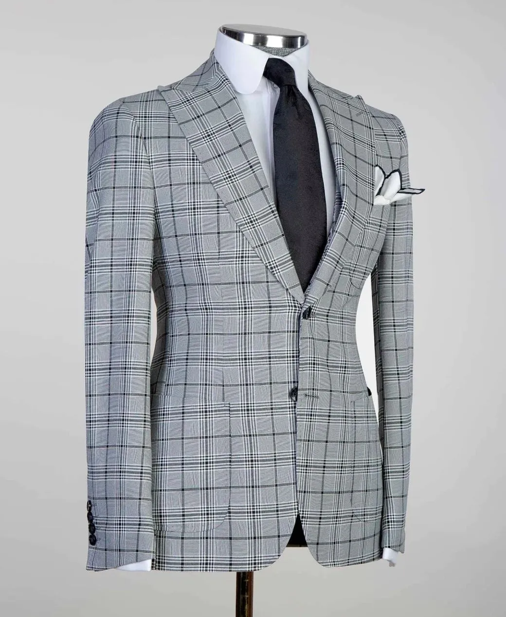 3 Pieces Gray Check Business Suit