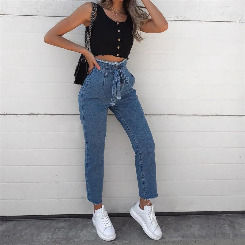 Autumn Trendy Tassels High Waist Jeans - GlamzLife