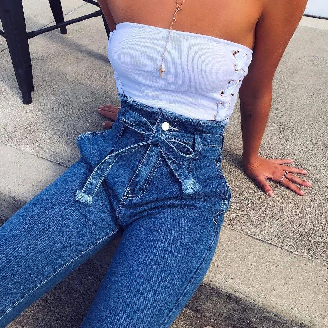 Autumn Trendy Tassels High Waist Jeans - GlamzLife