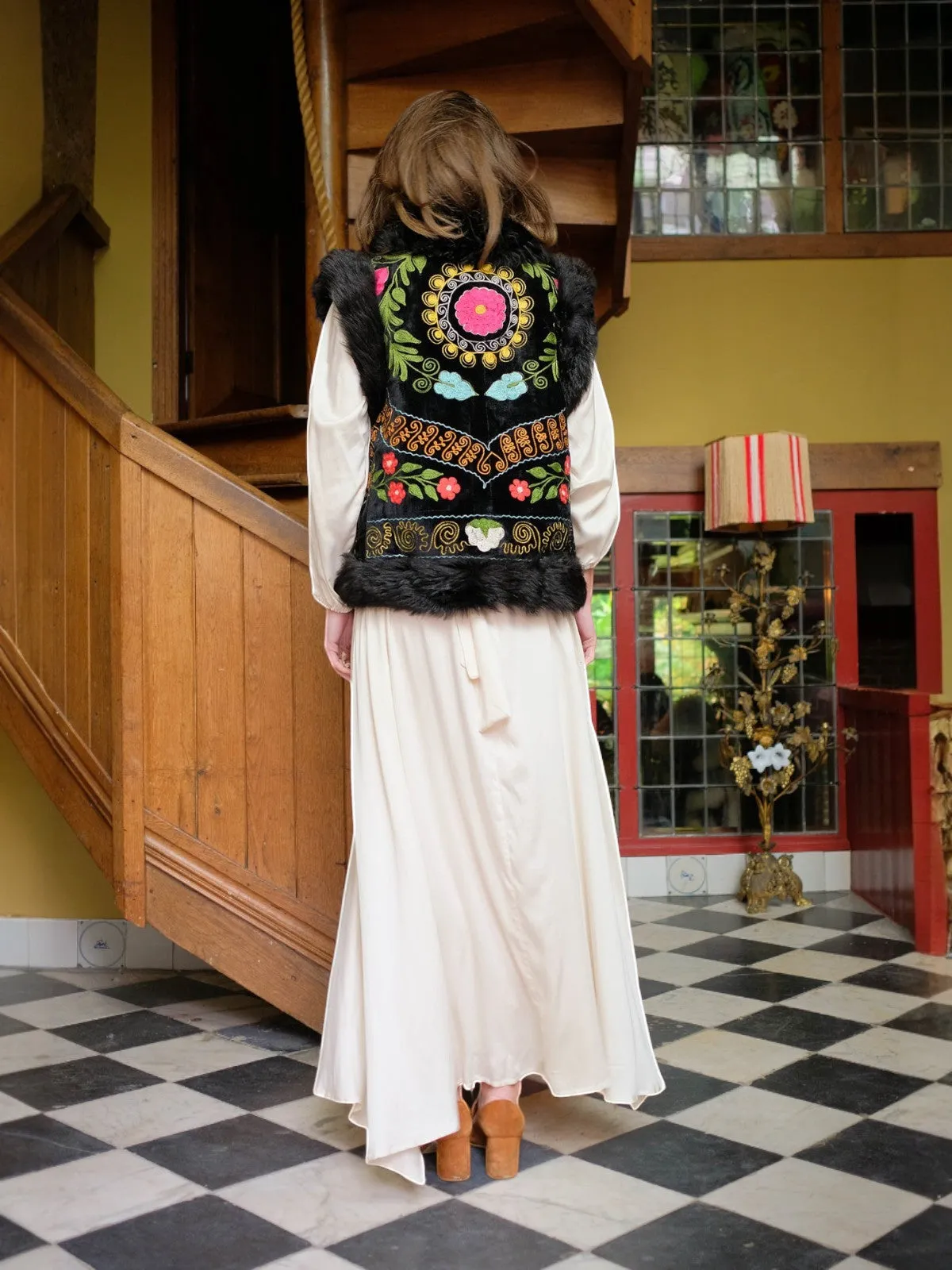Aziz Waistcoat - M/L | Multi Print/Black
