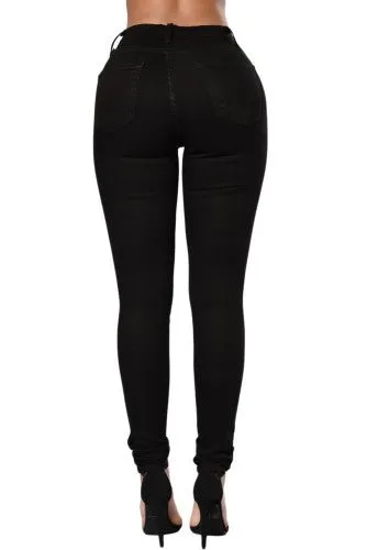 Black Slit Knee Skinny Jeans