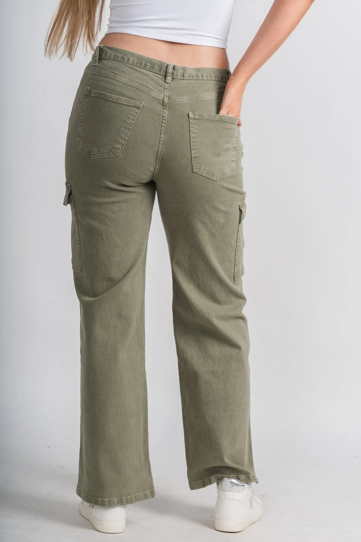 Cargo straight jeans olive green