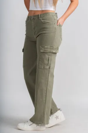 Cargo straight jeans olive green