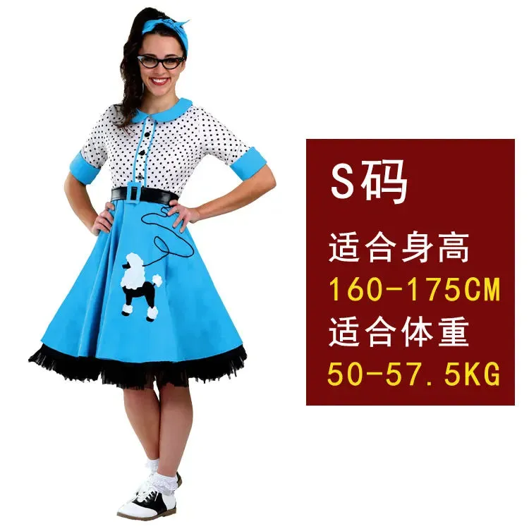 Charming Vintage Parent-Child Halloween Dress in Red Plaid & Blue Dots