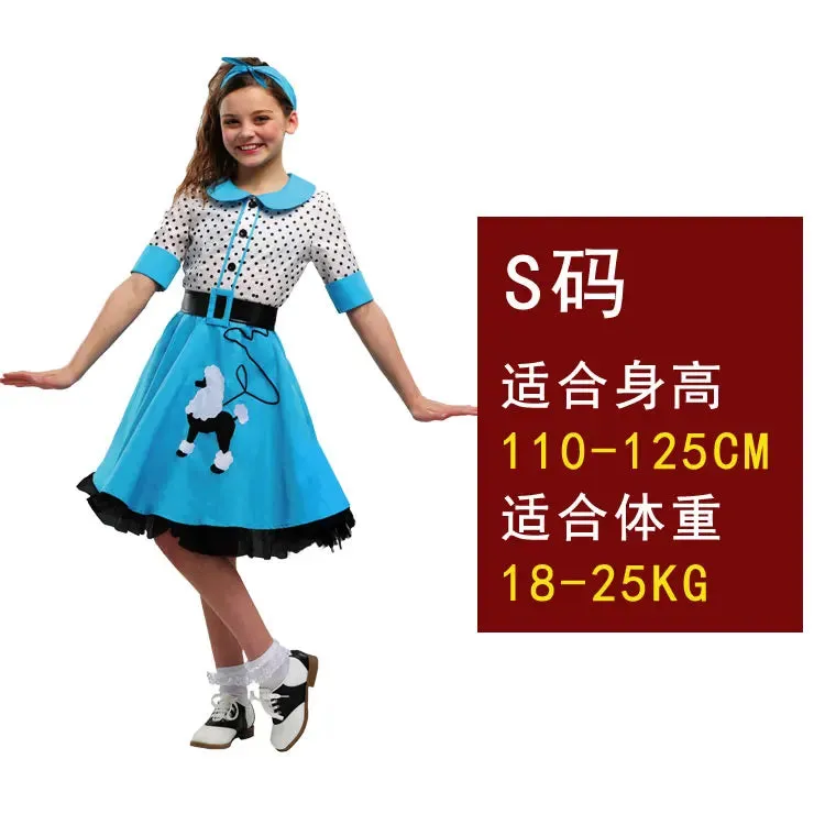 Charming Vintage Parent-Child Halloween Dress in Red Plaid & Blue Dots