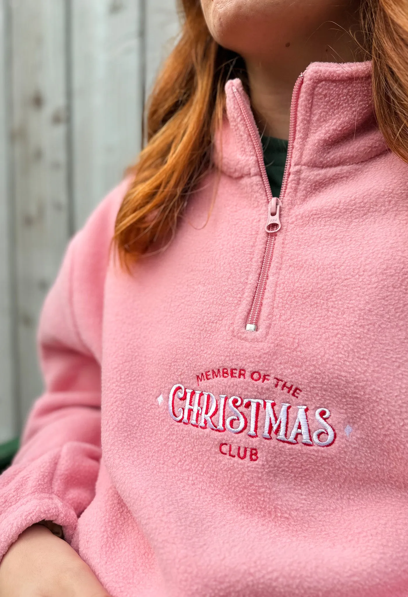 Christmas Club Embroidered Recycled Polyester Quarter Zip Fleece