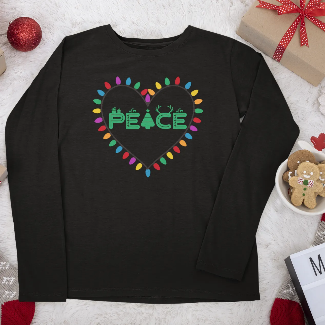 Christmas Peace Long Sleeve Shirt, Merry Christmas Long Sleeve Shirt, Christmas Shirt, Cute Winter Sweatshirt, Xmas Santa, Christmas Gift