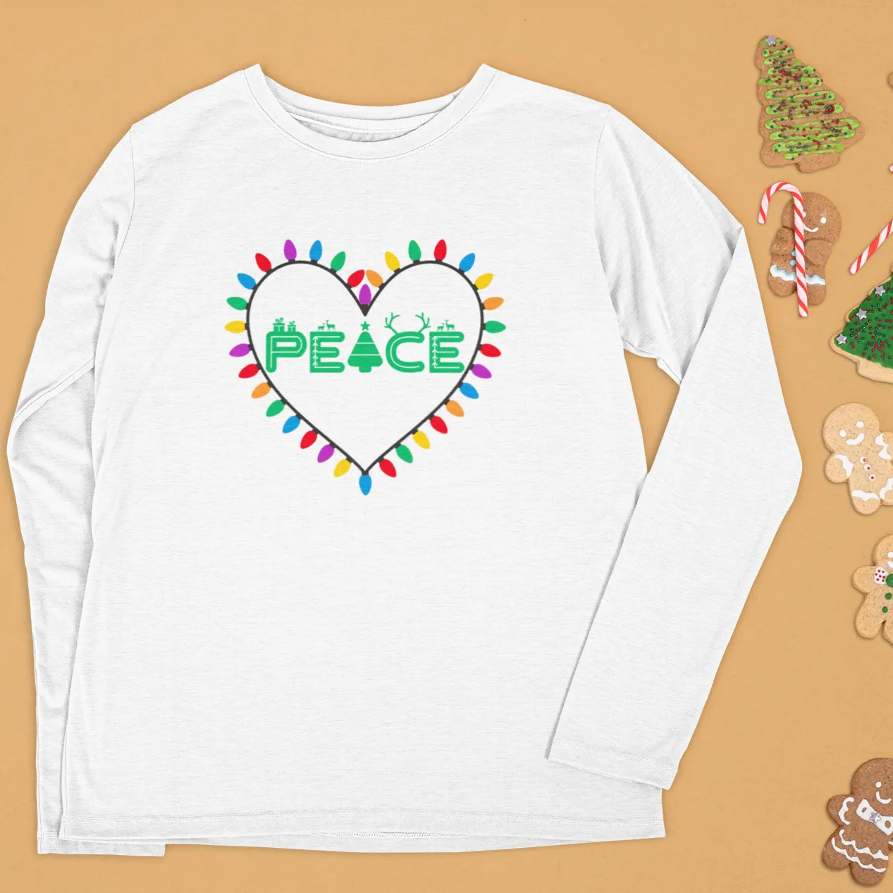 Christmas Peace Long Sleeve Shirt, Merry Christmas Long Sleeve Shirt, Christmas Shirt, Cute Winter Sweatshirt, Xmas Santa, Christmas Gift