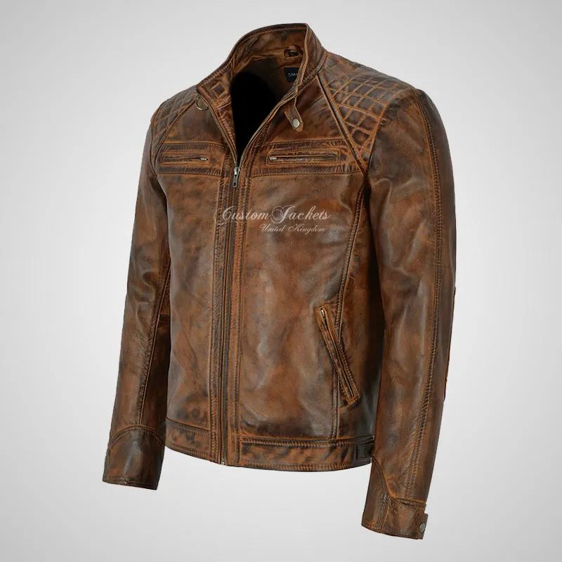 CONRAD Mens Leather Biker Jacket Real Leather Jacket