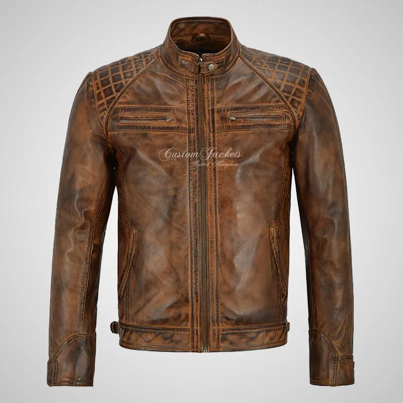 CONRAD Mens Leather Biker Jacket Real Leather Jacket