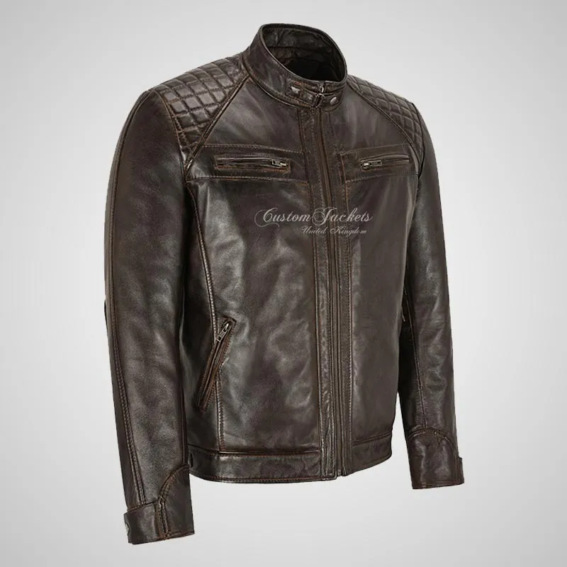 CONRAD Mens Leather Biker Jacket Real Leather Jacket