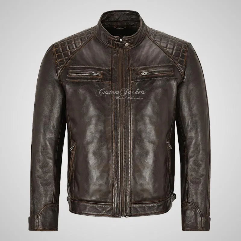 CONRAD Mens Leather Biker Jacket Real Leather Jacket