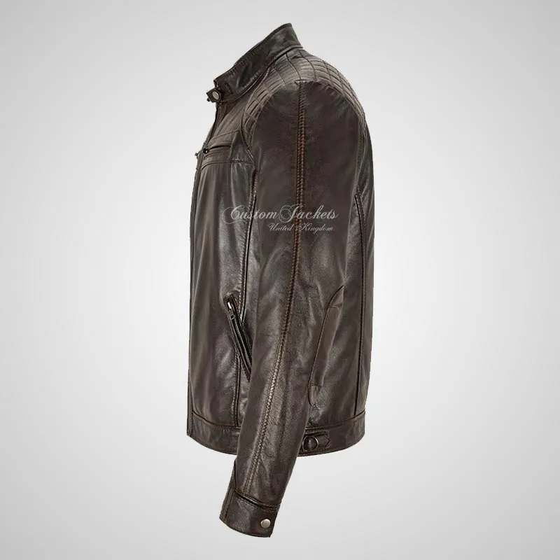 CONRAD Mens Leather Biker Jacket Real Leather Jacket
