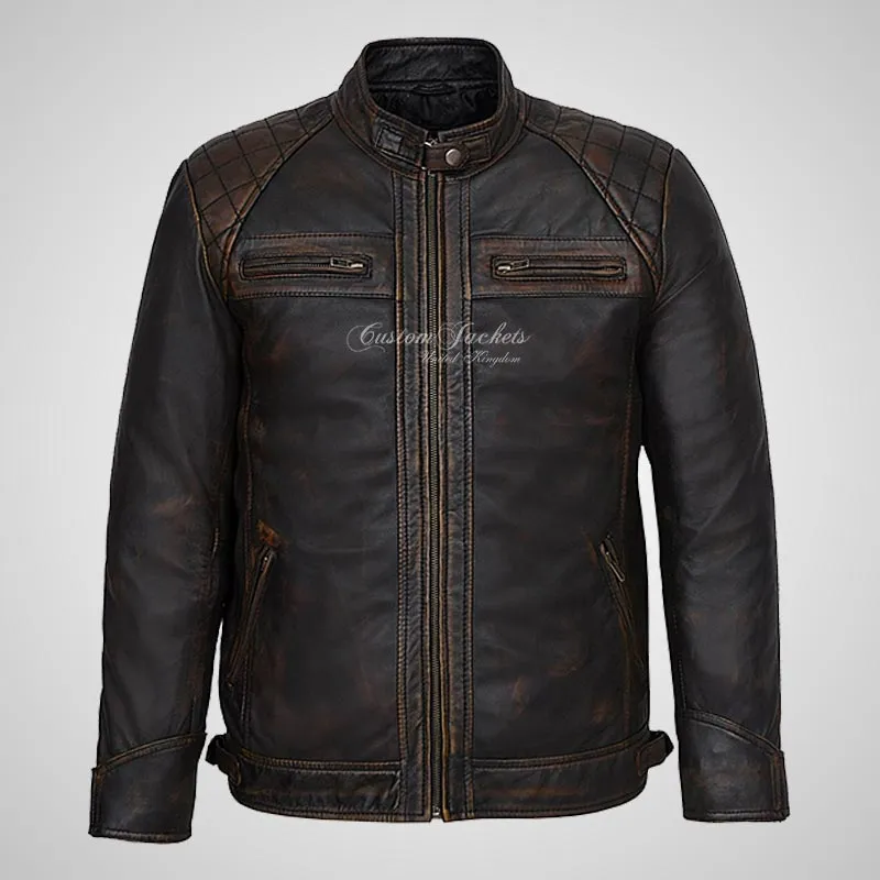 CONRAD Mens Leather Biker Jacket Real Leather Jacket