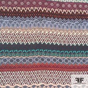 Crochet Patterned Printed Silk Georgette - Multicolor