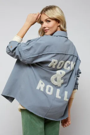 Davi & Dani Rock & Roll Sequin Long Sleeve Button Down Shacket