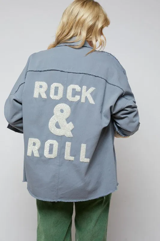Davi & Dani Rock & Roll Sequin Long Sleeve Button Down Shacket