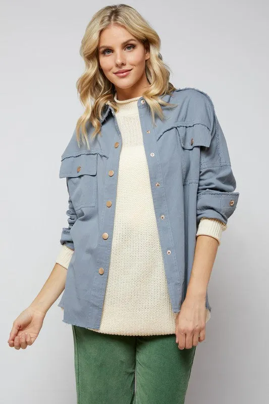 Davi & Dani Rock & Roll Sequin Long Sleeve Button Down Shacket