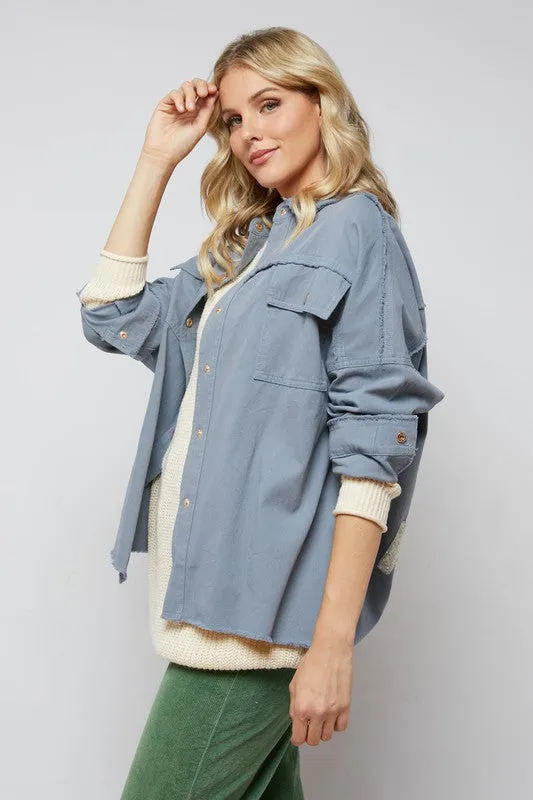 Davi & Dani Rock & Roll Sequin Long Sleeve Button Down Shacket