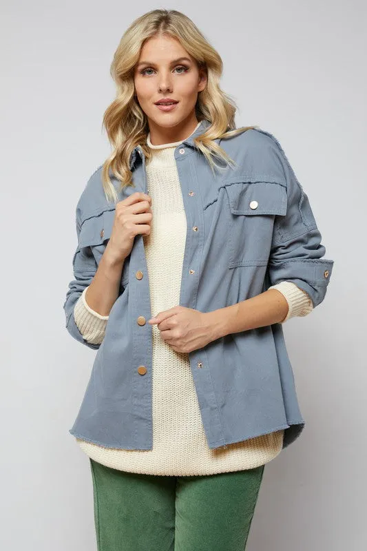 Davi & Dani Rock & Roll Sequin Long Sleeve Button Down Shacket