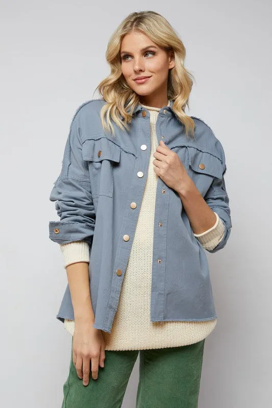 Davi & Dani Rock & Roll Sequin Long Sleeve Button Down Shacket