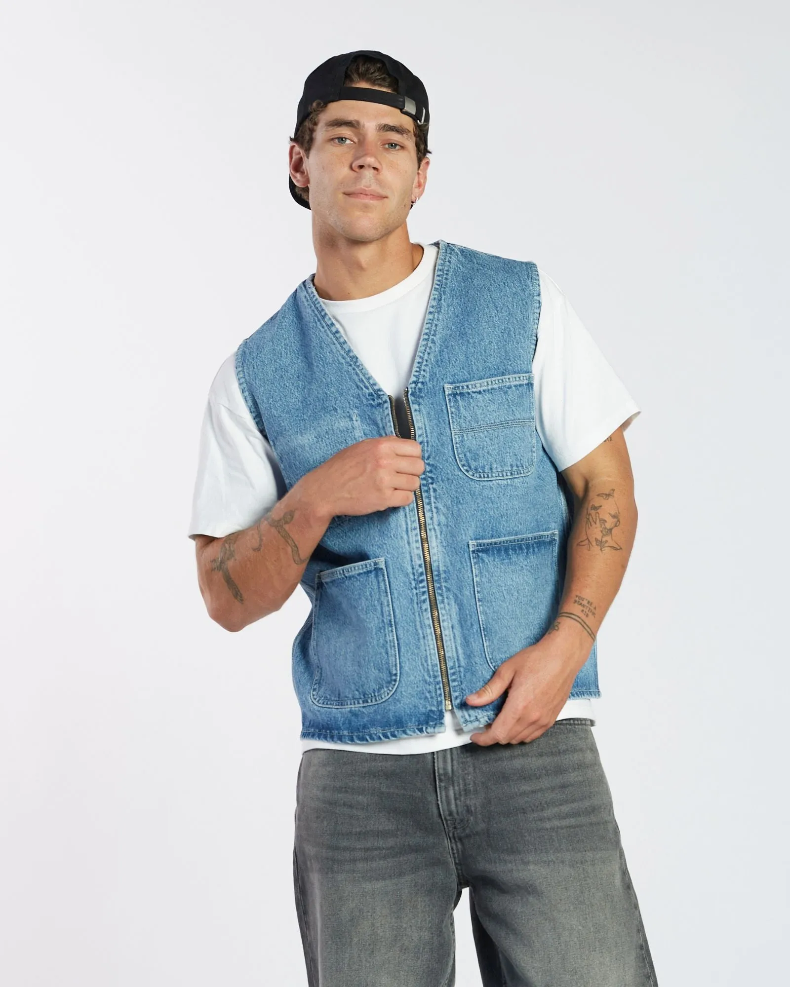 Denver Worker Vest - Stream Sky Retro Contrast