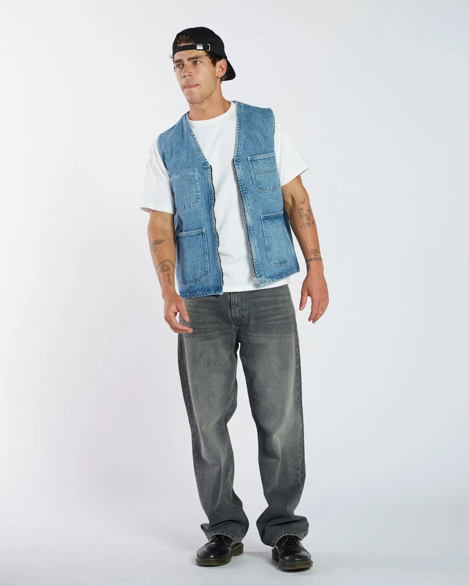 Denver Worker Vest - Stream Sky Retro Contrast