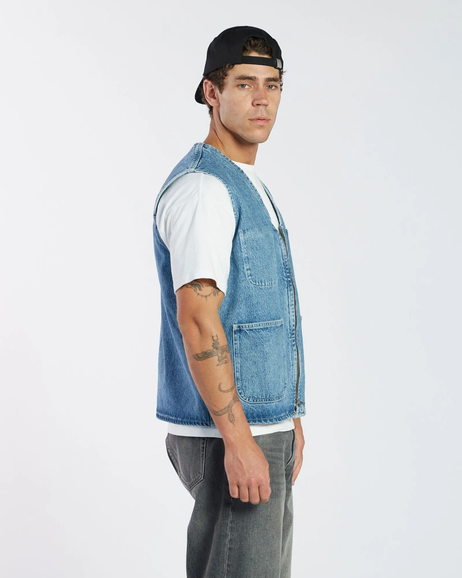 Denver Worker Vest - Stream Sky Retro Contrast