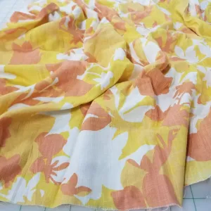 Designer Deadstock Sherbert Orange and Tangerine Scattered Florals- by the yard