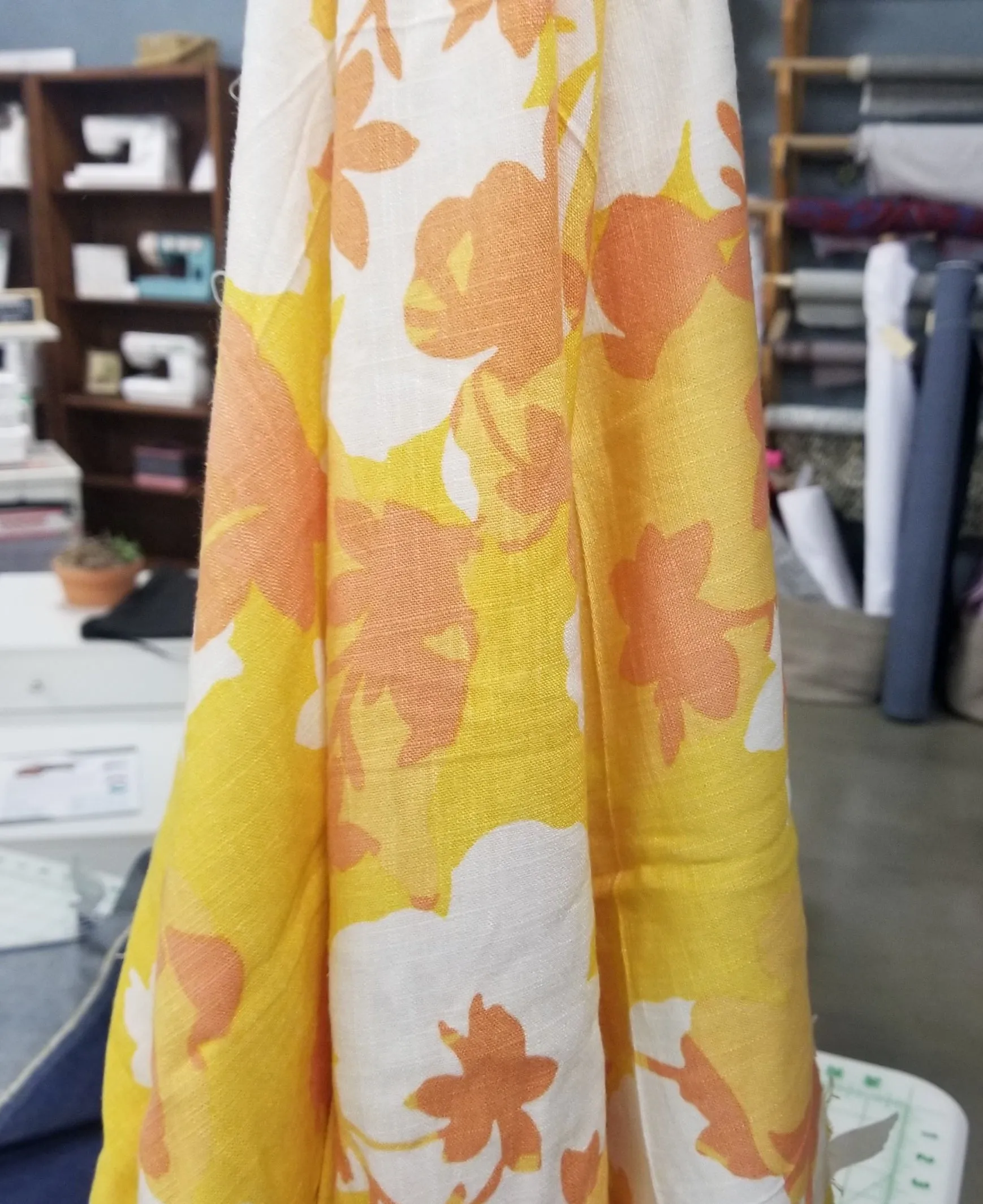 Designer Deadstock Sherbert Orange and Tangerine Scattered Florals- by the yard