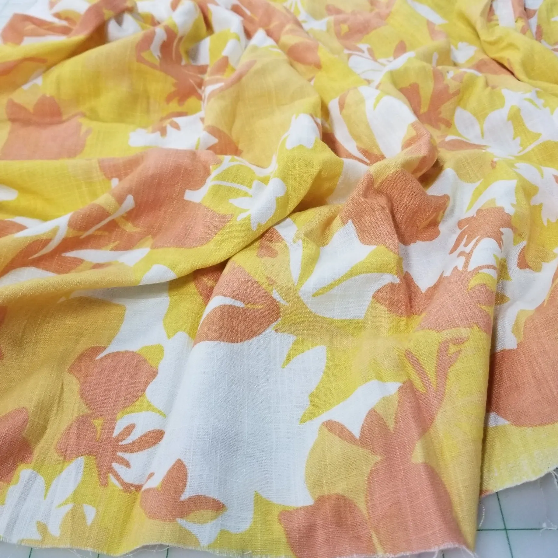 Designer Deadstock Sherbert Orange and Tangerine Scattered Florals- by the yard