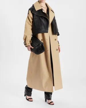 Dominique TRENCH WITH REMOVABLE BIKER JACKET - BLACK/BEIGE