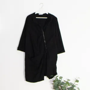 Edgy jacket with A-symmetric zip and oversized pocket
