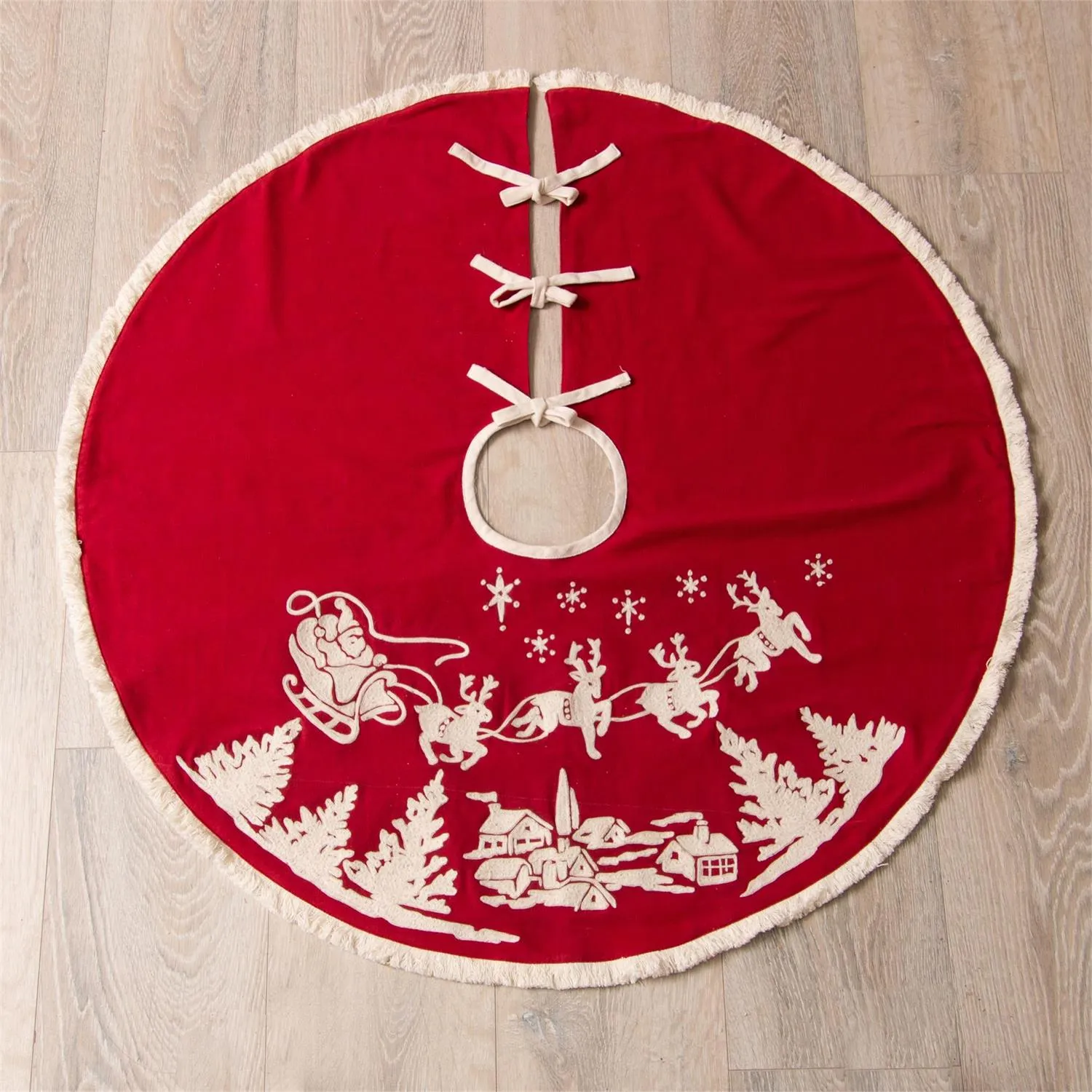 Embroidered Santa's Sleigh 36" Tree Skirt
