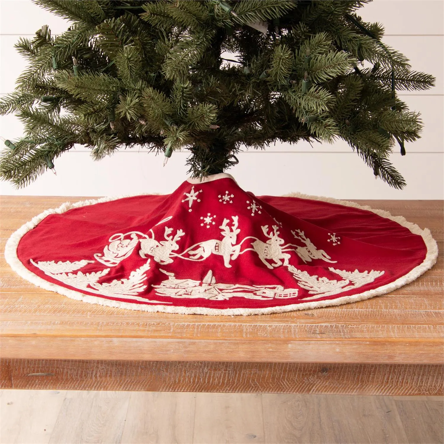 Embroidered Santa's Sleigh 36" Tree Skirt