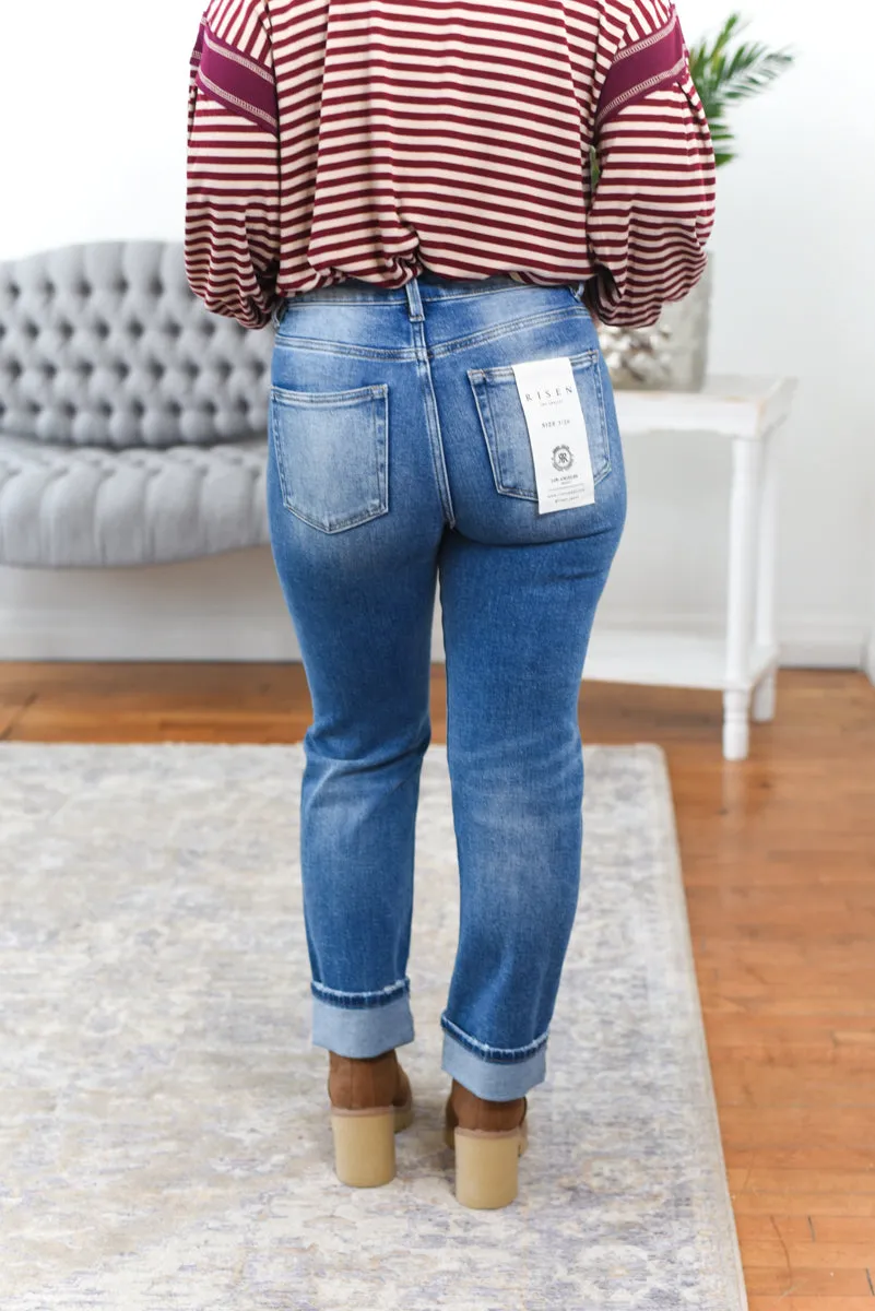 Eva Tummy Control Crop Straight Risen Jeans - Medium Wash