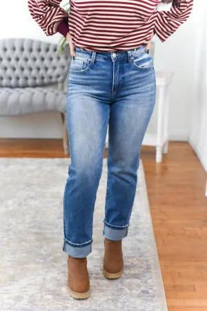 Eva Tummy Control Crop Straight Risen Jeans - Medium Wash