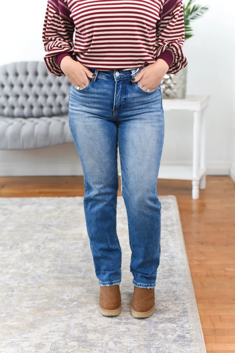 Eva Tummy Control Crop Straight Risen Jeans - Medium Wash