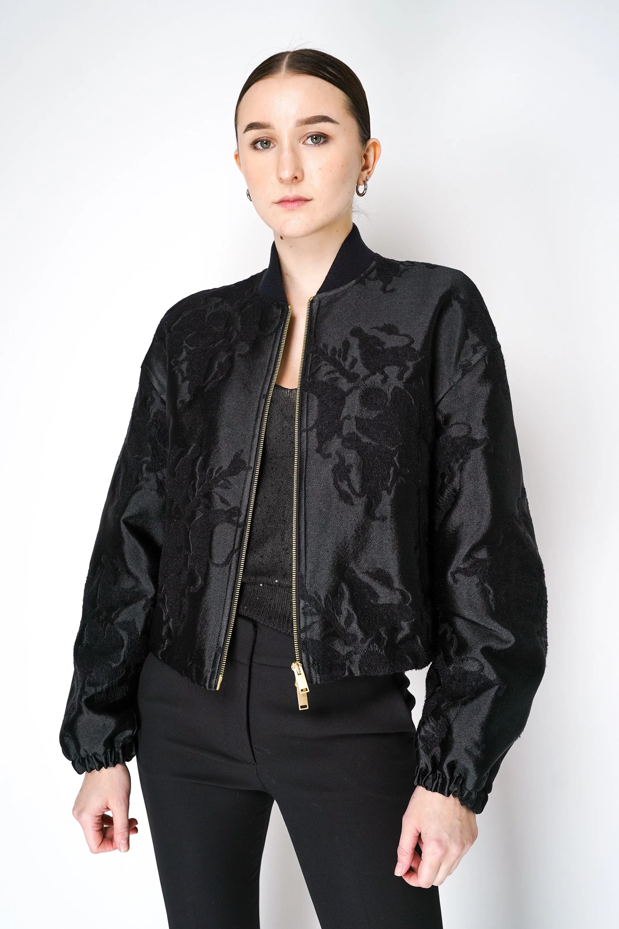 Fabiana Filippi Bomber Jacket in Black Jacquard