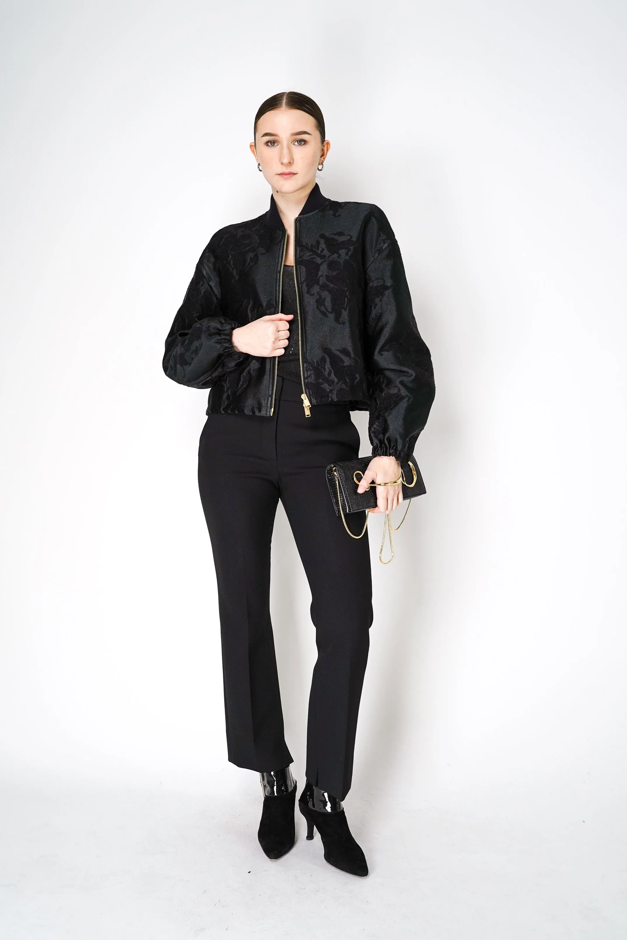 Fabiana Filippi Bomber Jacket in Black Jacquard