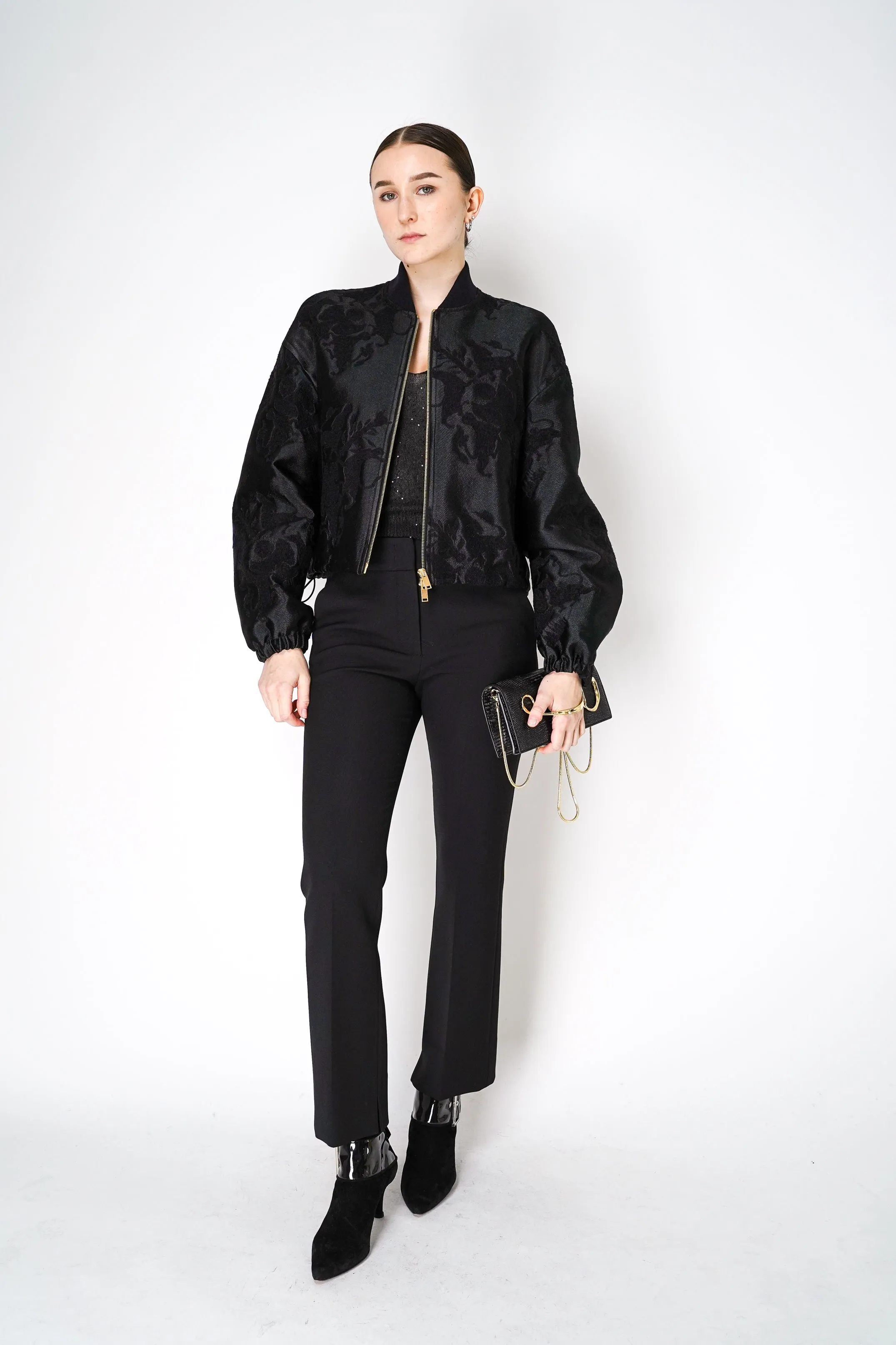 Fabiana Filippi Bomber Jacket in Black Jacquard